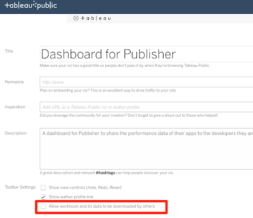 Tableau Dashboard for publisher training